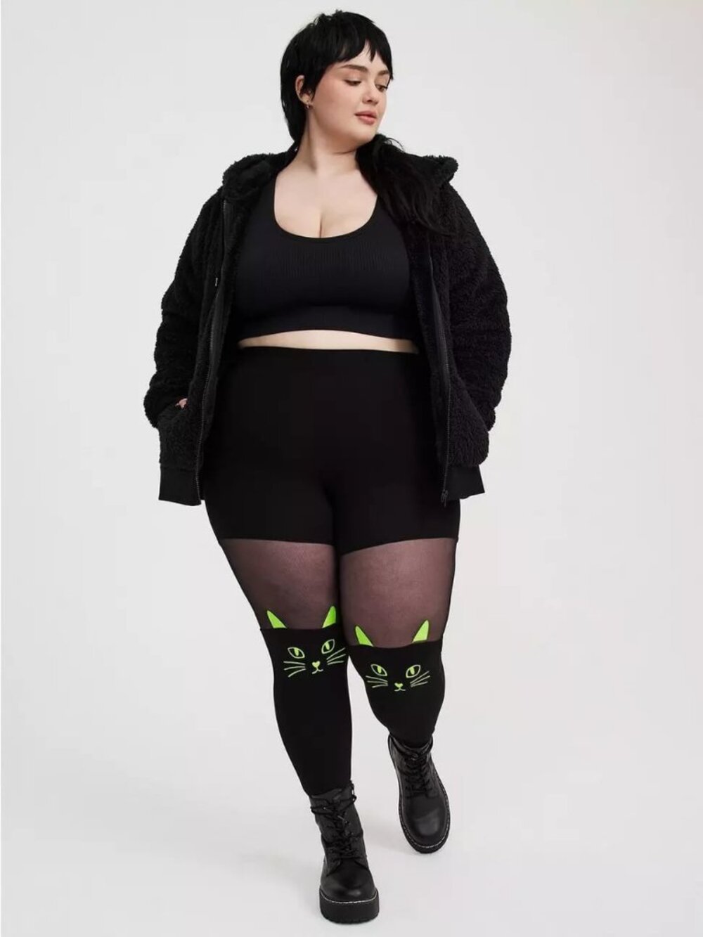 Torrid Full‑Length Neon Cat Legging — Black/Neon Cat Print — Size 2 NWOT